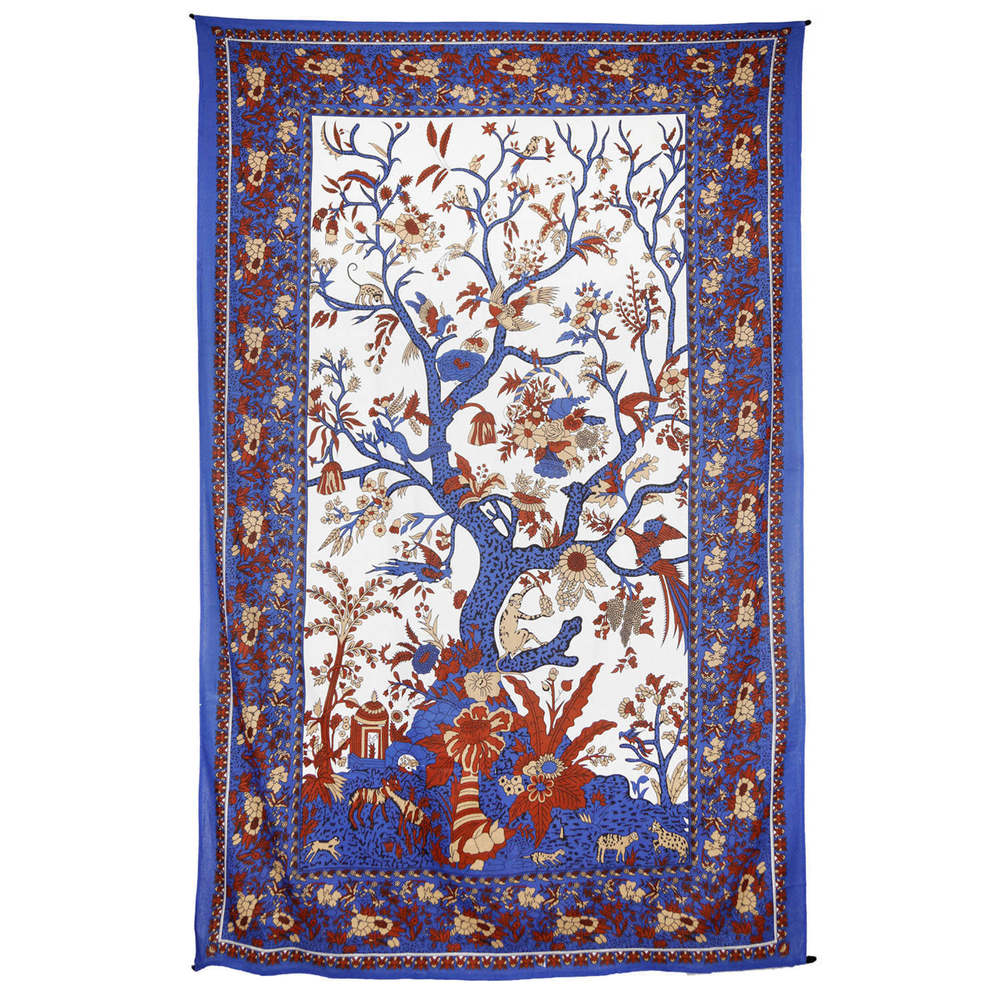 Tree Of Life Tapestry Blue 52x80" by Zest For Life